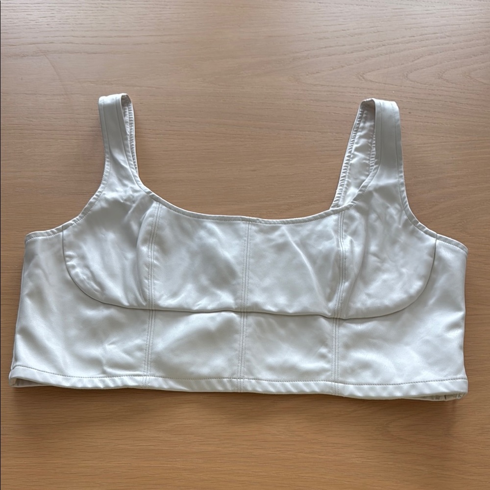 Banana Republic White Bustier Tank Top (Faux Leather)